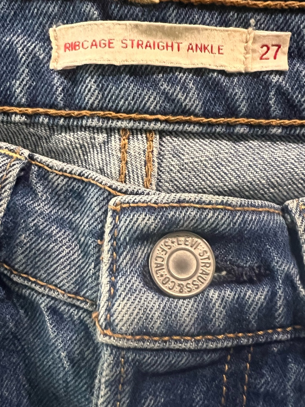 Levi’s Ribcage Straight Ankle Jeans High Rise Cropped Medium Wash - Size 27 - Picture 7 of 12